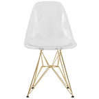 Chaises de salle à manger modernes en acrylique LeisureMod Cresco (lot de 2) - Piètement en chrome doré Eiffel, chaises d'appoint élégantes pour salles à manger et cuisines contemporaines