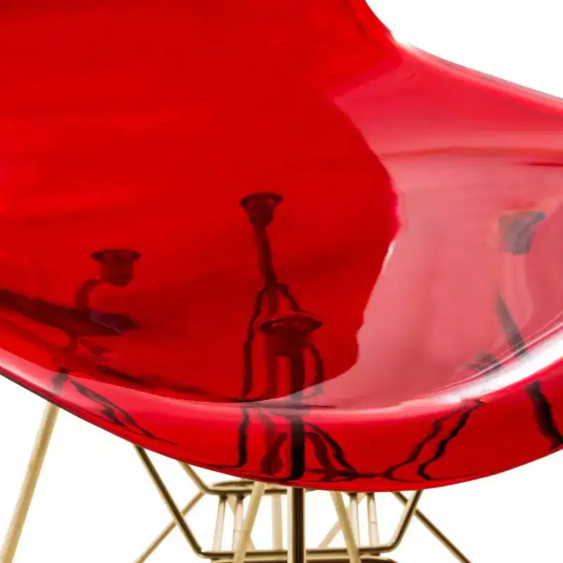 Chaises de salle à manger modernes en acrylique LeisureMod Cresco (lot de 2) - Piètement en chrome doré Eiffel, chaises d'appoint élégantes pour salles à manger et cuisines contemporaines