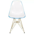 Chaises de salle à manger modernes en acrylique LeisureMod Cresco (lot de 2) - Piètement en chrome doré Eiffel, chaises d'appoint élégantes pour salles à manger et cuisines contemporaines