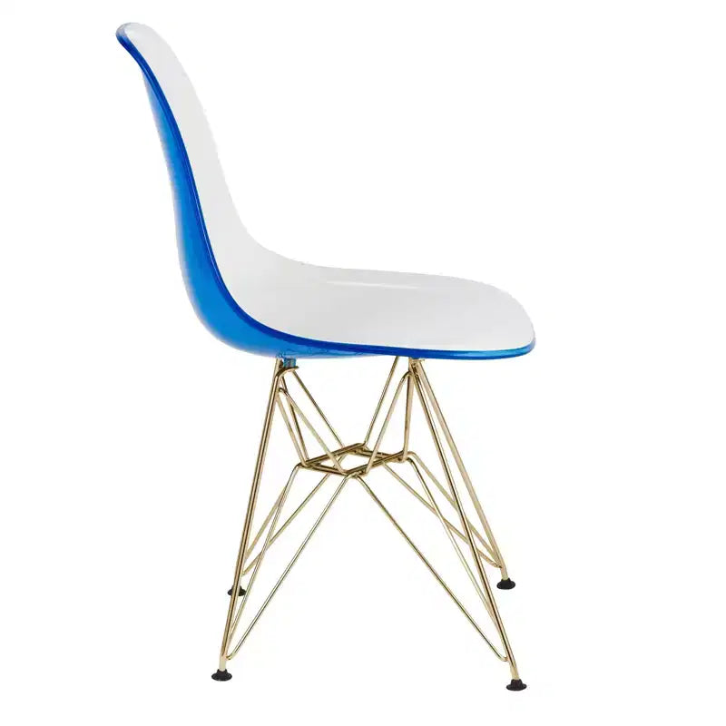 Chaises de salle à manger modernes en acrylique LeisureMod Cresco (lot de 2) - Piètement en chrome doré Eiffel, chaises d'appoint élégantes pour salles à manger et cuisines contemporaines