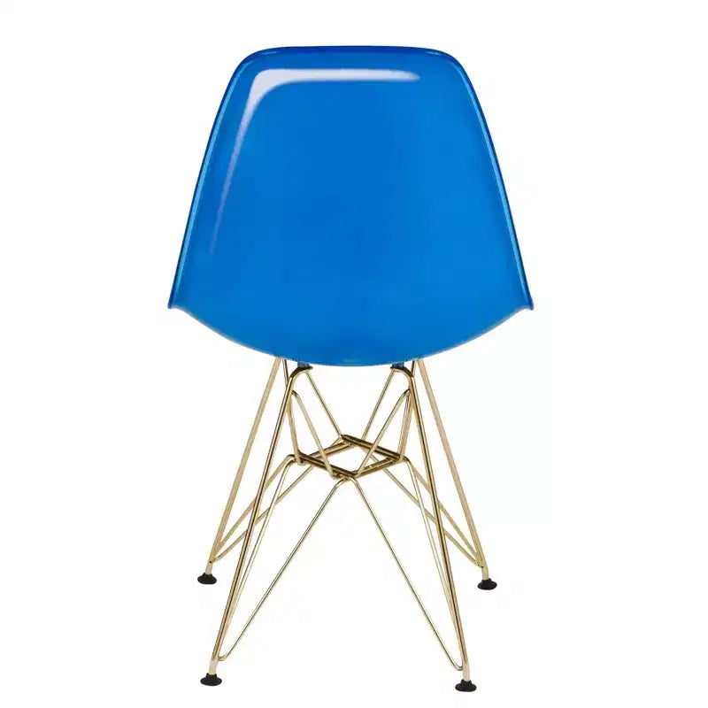 Chaises de salle à manger modernes en acrylique LeisureMod Cresco (lot de 2) - Piètement en chrome doré Eiffel, chaises d'appoint élégantes pour salles à manger et cuisines contemporaines