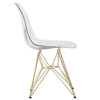 Chaises de salle à manger modernes en acrylique LeisureMod Cresco (lot de 2) - Piètement en chrome doré Eiffel, chaises d'appoint élégantes pour salles à manger et cuisines contemporaines
