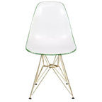 Chaises de salle à manger modernes en acrylique LeisureMod Cresco (lot de 2) - Piètement en chrome doré Eiffel, chaises d'appoint élégantes pour salles à manger et cuisines contemporaines
