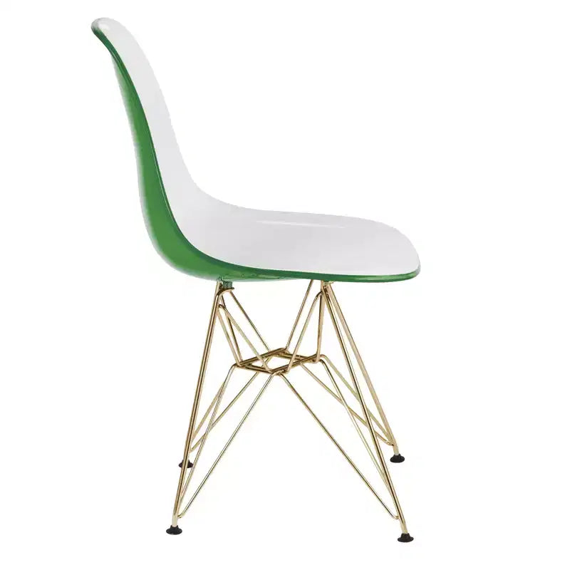 Chaises de salle à manger modernes en acrylique LeisureMod Cresco (lot de 2) - Piètement en chrome doré Eiffel, chaises d'appoint élégantes pour salles à manger et cuisines contemporaines