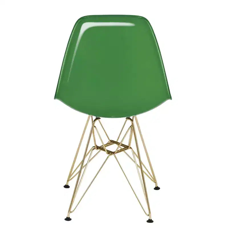 Chaises de salle à manger modernes en acrylique LeisureMod Cresco (lot de 2) - Piètement en chrome doré Eiffel, chaises d'appoint élégantes pour salles à manger et cuisines contemporaines