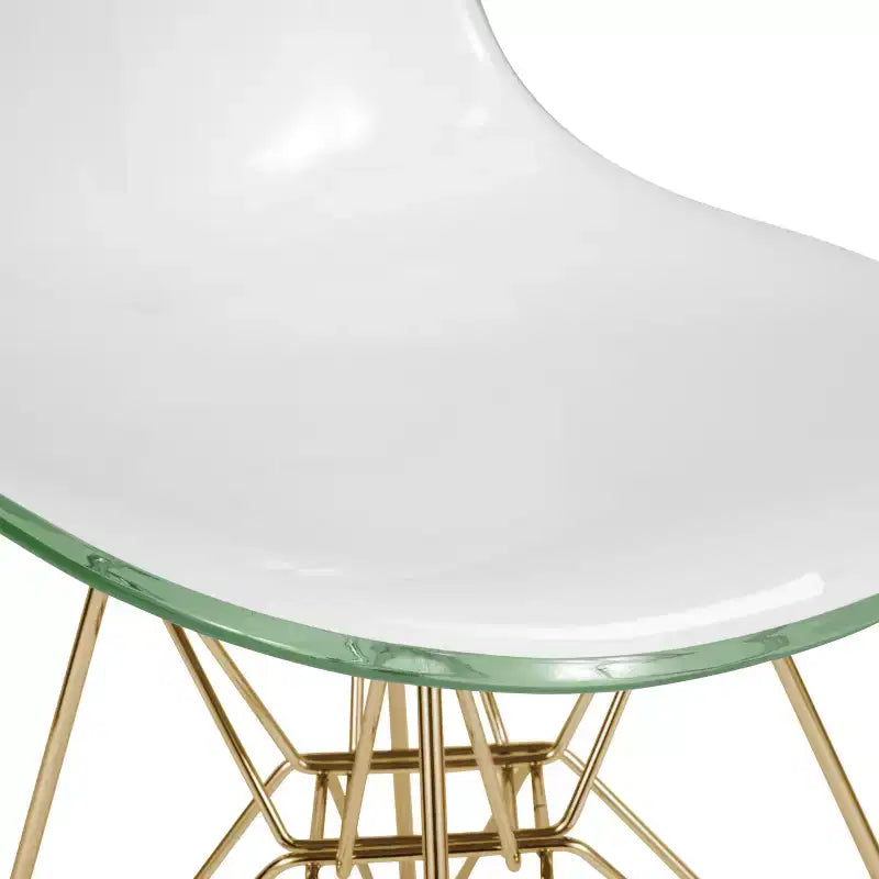 Chaises de salle à manger modernes en acrylique LeisureMod Cresco (lot de 2) - Piètement en chrome doré Eiffel, chaises d'appoint élégantes pour salles à manger et cuisines contemporaines