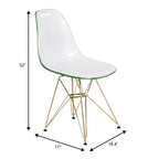 Chaises de salle à manger modernes en acrylique LeisureMod Cresco (lot de 2) - Piètement en chrome doré Eiffel, chaises d'appoint élégantes pour salles à manger et cuisines contemporaines