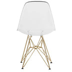 Chaises de salle à manger modernes en acrylique LeisureMod Cresco (lot de 2) - Piètement en chrome doré Eiffel, chaises d'appoint élégantes pour salles à manger et cuisines contemporaines