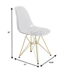 Chaises de salle à manger modernes en acrylique LeisureMod Cresco (lot de 2) - Piètement en chrome doré Eiffel, chaises d'appoint élégantes pour salles à manger et cuisines contemporaines