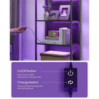 VASAGLE Étagère à Livres LED à 6 Niveaux, Étagère de Présentation avec Lumières Dimmables, Bibliothèque LED avec Cadre en Acier, 30 x 60 x 178,5 cm, Noir avec Grain de Bois