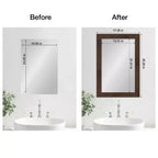 Kit de contour de cadre de miroir Amanti Art Mirror Makeover – Cadre autocollant entièrement assemblé – Miroir NON inclus – Bordure étroite Wildwood Marron