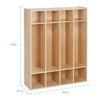 Vestiaire à 4 sections ECR4Kids Streamline avec casiers de rangement, mobilier de classe