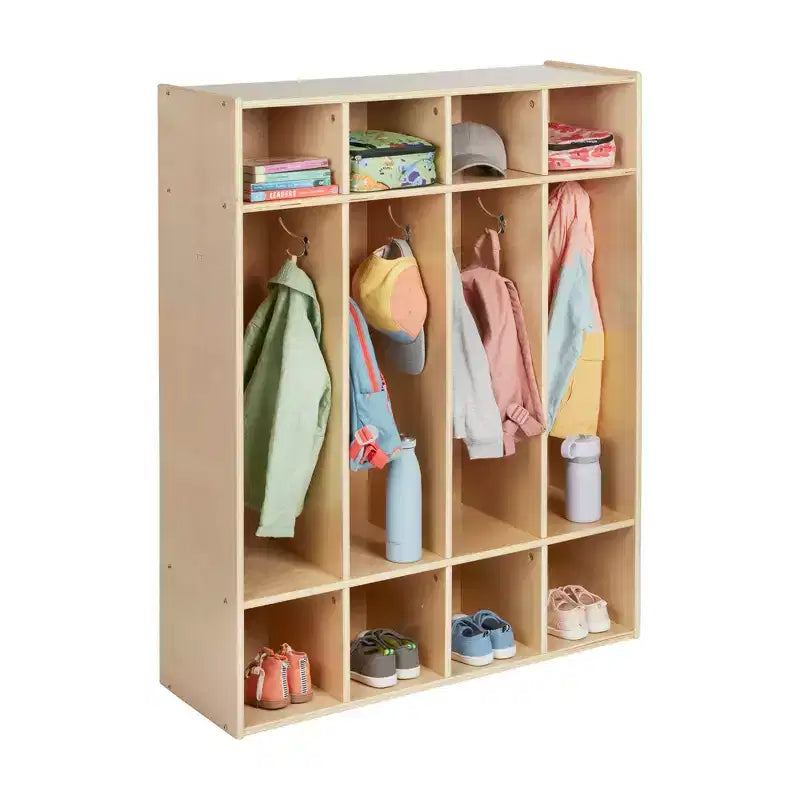Vestiaire à 4 sections ECR4Kids Streamline avec casiers de rangement, mobilier de classe