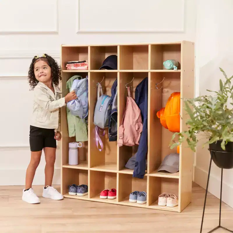Vestiaire à 4 sections ECR4Kids Streamline avec casiers de rangement, mobilier de classe