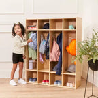 Vestiaire à 4 sections ECR4Kids Streamline avec casiers de rangement, mobilier de classe