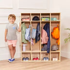 Vestiaire à 4 sections ECR4Kids Streamline avec casiers de rangement, mobilier de classe