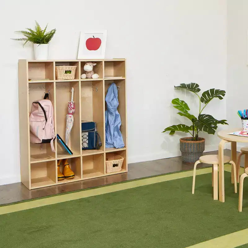 Vestiaire à 4 sections ECR4Kids Streamline avec casiers de rangement, mobilier de classe
