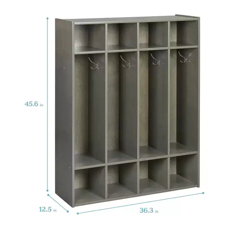 Vestiaire à 4 sections ECR4Kids Streamline avec casiers de rangement, mobilier de classe