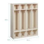 Vestiaire à 4 sections ECR4Kids Streamline avec casiers de rangement, mobilier de classe