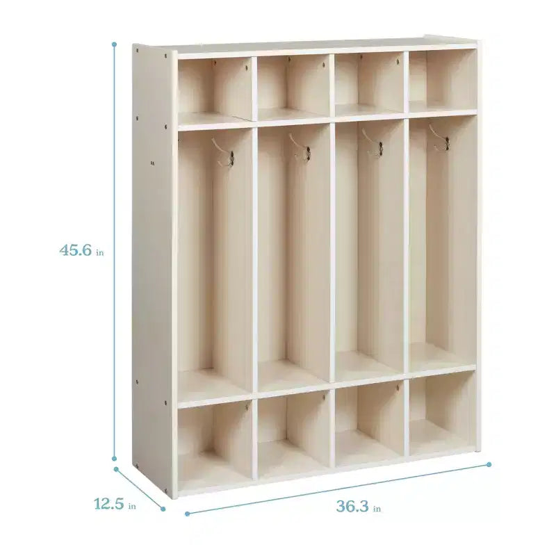 Vestiaire à 4 sections ECR4Kids Streamline avec casiers de rangement, mobilier de classe