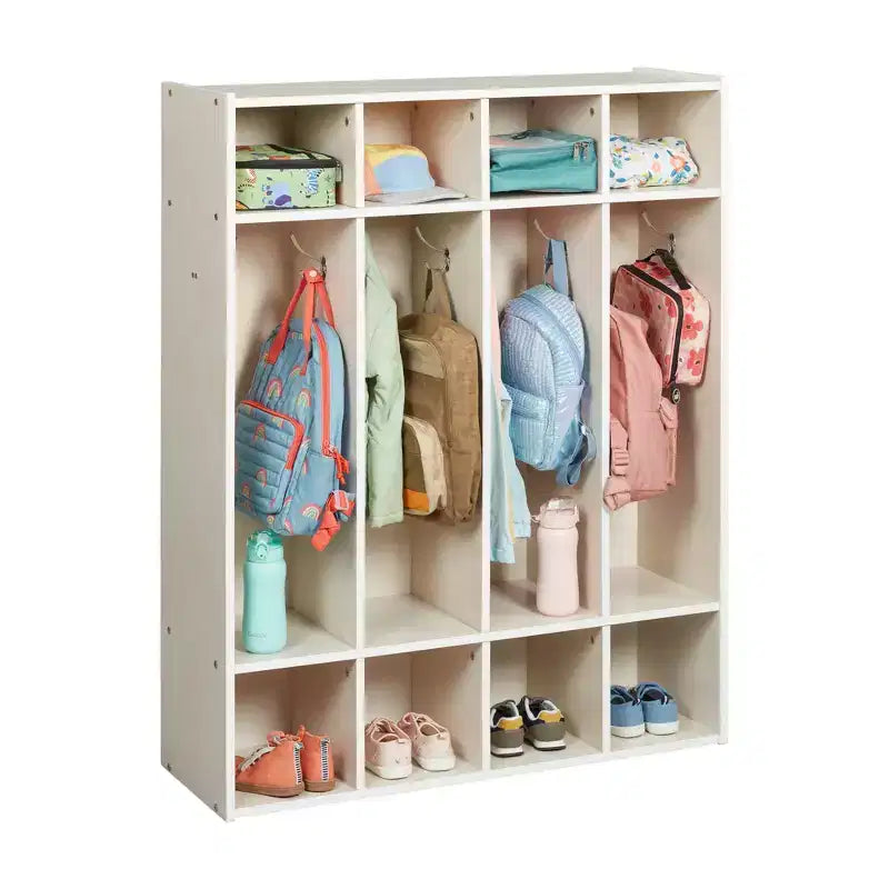 Vestiaire à 4 sections ECR4Kids Streamline avec casiers de rangement, mobilier de classe