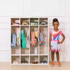 Vestiaire à 4 sections ECR4Kids Streamline avec casiers de rangement, mobilier de classe