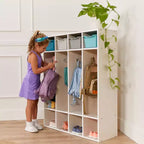 Vestiaire à 4 sections ECR4Kids Streamline avec casiers de rangement, mobilier de classe