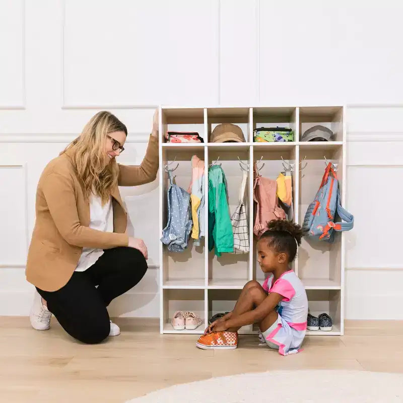 Vestiaire à 4 sections ECR4Kids Streamline avec casiers de rangement, mobilier de classe
