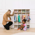 Vestiaire à 4 sections ECR4Kids Streamline avec casiers de rangement, mobilier de classe