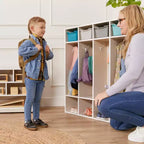 Vestiaire à 4 sections ECR4Kids Streamline avec casiers de rangement, mobilier de classe