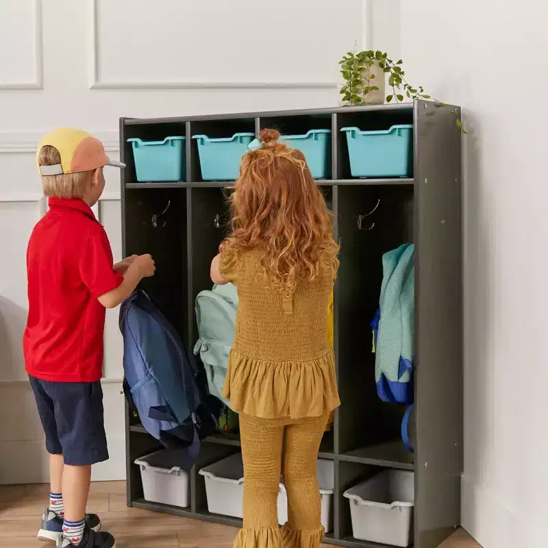 Vestiaire à 4 sections ECR4Kids Streamline avec casiers de rangement, mobilier de classe