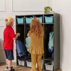 Vestiaire à 4 sections ECR4Kids Streamline avec casiers de rangement, mobilier de classe