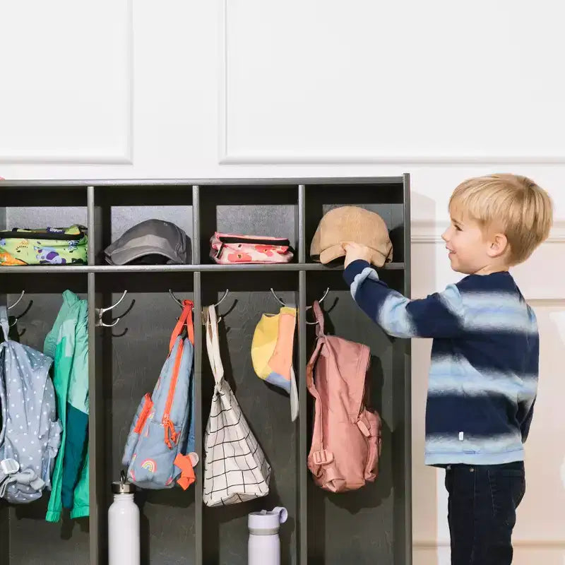 Vestiaire à 4 sections ECR4Kids Streamline avec casiers de rangement, mobilier de classe