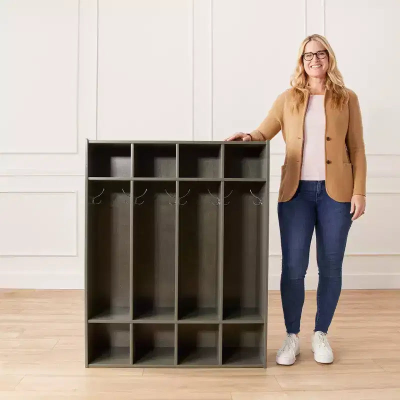 Vestiaire à 4 sections ECR4Kids Streamline avec casiers de rangement, mobilier de classe