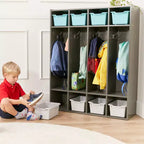 Vestiaire à 4 sections ECR4Kids Streamline avec casiers de rangement, mobilier de classe