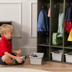 Vestiaire à 4 sections ECR4Kids Streamline avec casiers de rangement, mobilier de classe