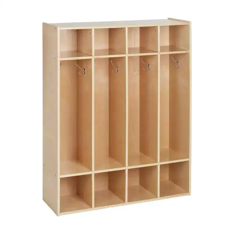 Vestiaire à 4 sections ECR4Kids Streamline avec casiers de rangement, mobilier de classe