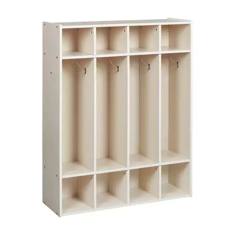 Vestiaire à 4 sections ECR4Kids Streamline avec casiers de rangement, mobilier de classe
