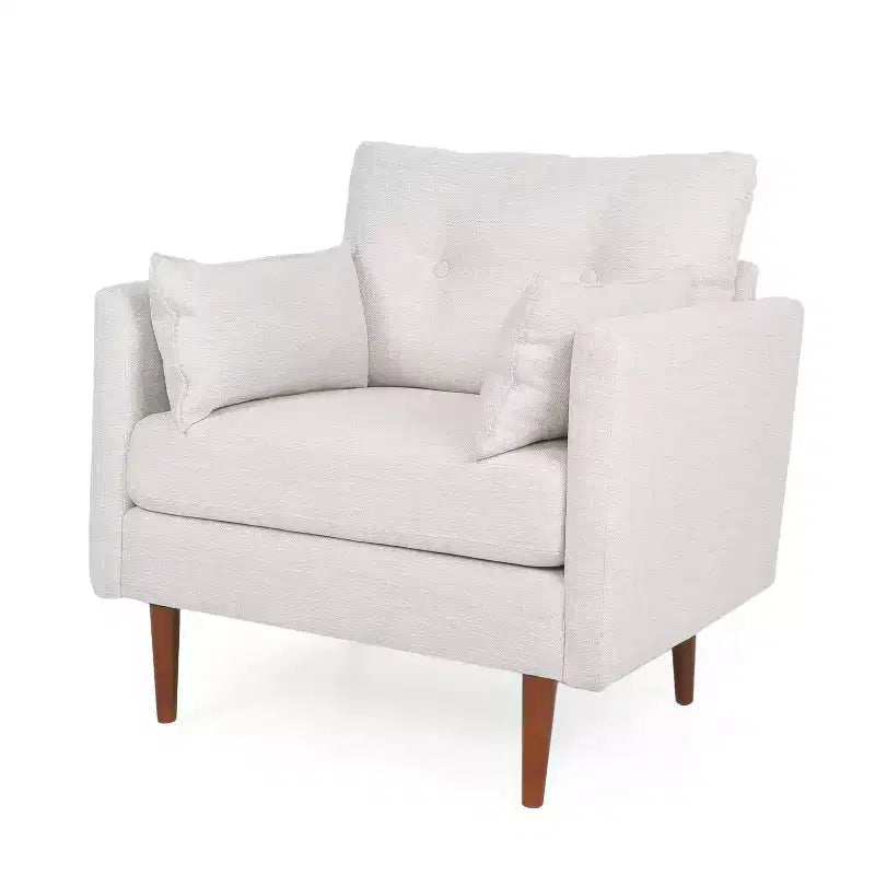 Christopher Knight Home Symonds Mid Century Modern Fabric Tufted Club Chair with Accent Pillows