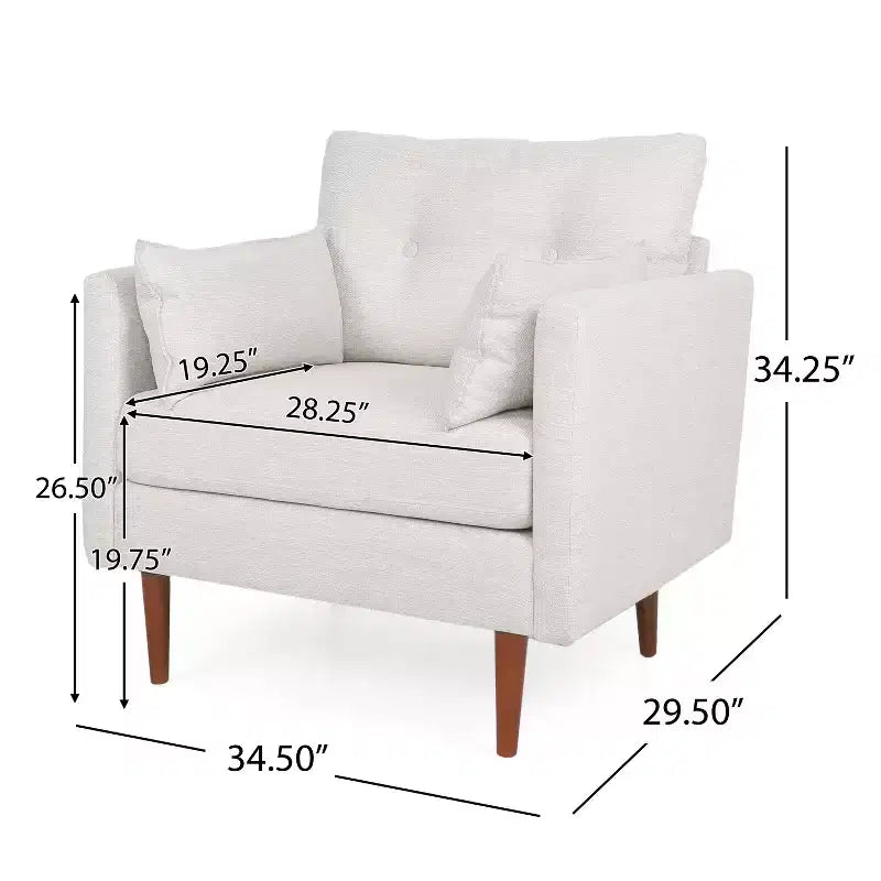 Christopher Knight Home Symonds Fauteuil Club Capitonnage en Tissu Style Mid-Century Moderne avec Coussins Décoratifs