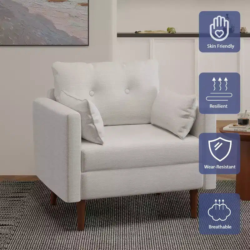 Christopher Knight Home Symonds Fauteuil Club Capitonnage en Tissu Style Mid-Century Moderne avec Coussins Décoratifs