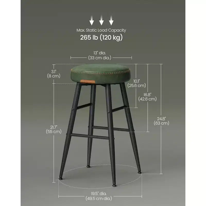EKHO Lot de 2 chaises de bar de 63 cm de haut, tabourets de bar hauteur comptoir, tabourets de cuisine hauteur comptoir