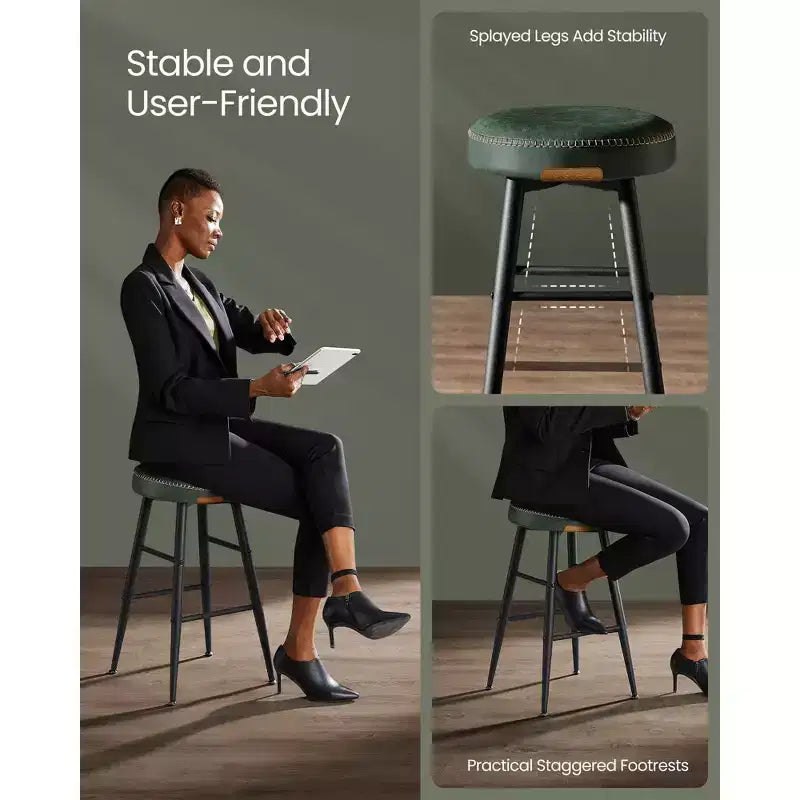 EKHO Lot de 2 chaises de bar de 63 cm de haut, tabourets de bar hauteur comptoir, tabourets de cuisine hauteur comptoir