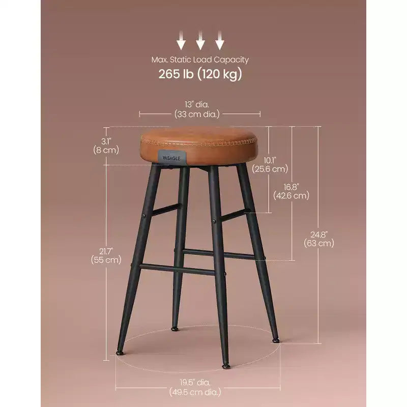 EKHO Lot de 2 chaises de bar de 63 cm de haut, tabourets de bar hauteur comptoir, tabourets de cuisine hauteur comptoir