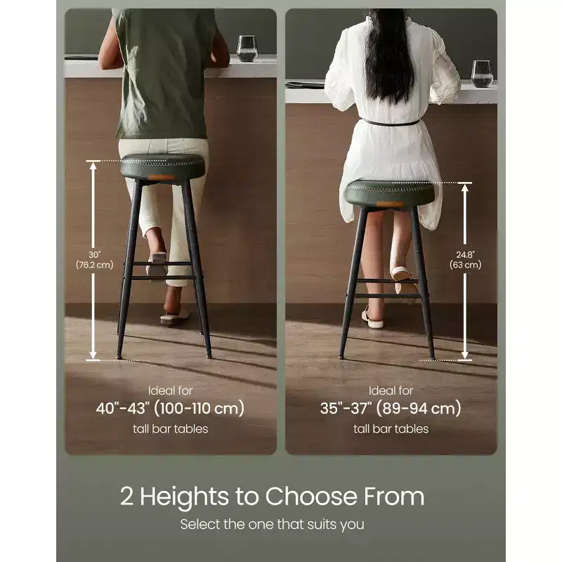 EKHO Lot de 2 chaises de bar de 63 cm de haut, tabourets de bar hauteur comptoir, tabourets de cuisine hauteur comptoir