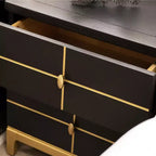 Table d'appoint de rangement contemporaine JTH LUXE Kingsly 21 large, style glamour, en bois de bouleau et placage noir expresso
