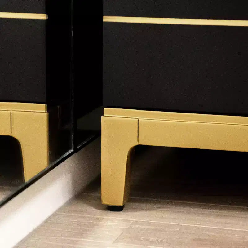 Table d'appoint de rangement contemporaine JTH LUXE Kingsly 21 large, style glamour, en bois de bouleau et placage noir expresso