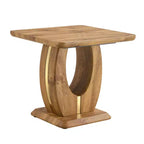 Table Basse Carrée MAYEERTY en MDF imitation bois avec accents dorés 60x60x54 cm