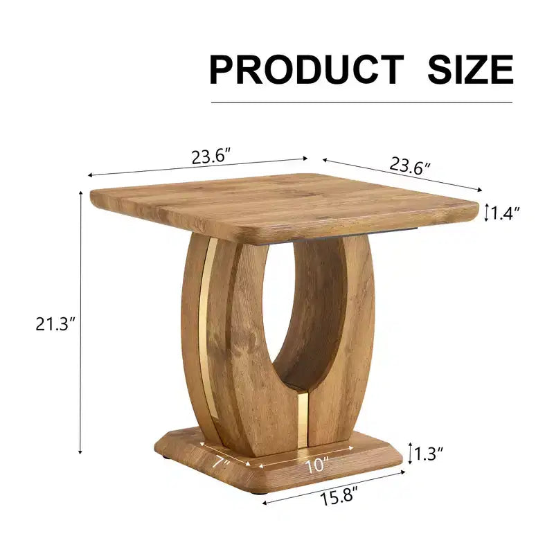 Table Basse Carrée MAYEERTY en MDF imitation bois avec accents dorés 60x60x54 cm