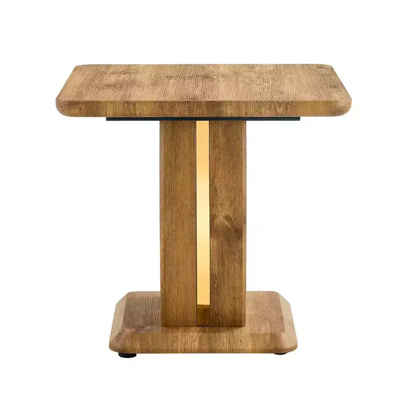 Table Basse Carrée MAYEERTY en MDF imitation bois avec accents dorés 60x60x54 cm